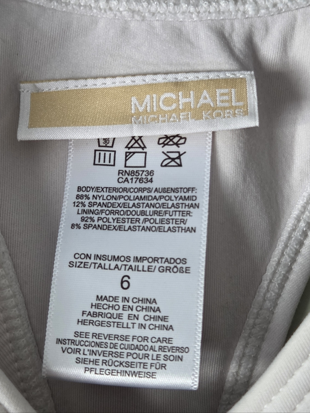 Michael Kors Lilac Laser Eyelet Zip-Front Racerback One-Piece Swimsuit Sz 6 - Picture 3 of 14